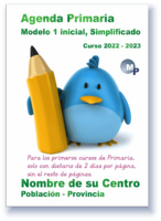 AGENDA PRIMARIA MODELO 1 SIMPLIFICADO<BR>SOLO CON DIETARIO DE 2 DÍAS POR PÁGINA